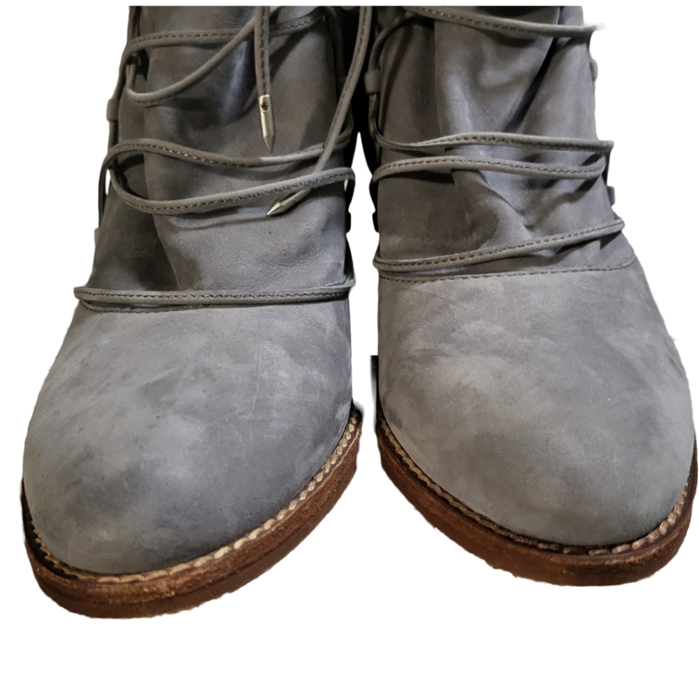 Sam Edelman "Millard" Greyish-Blue Leather Zip Ankle Boot & LaceUp & Aroโฆ - Picture 3 of 5
